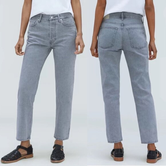 Sz 28- Everlane The Relaxed Straight High Rise Cotton Denim Jean Grey Wash - Picture 1 of 15